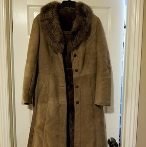 Vintage suede and fur women's coat
